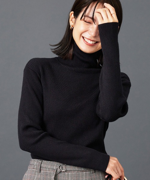 ニット セーター リブニットタートルネックプルオーバー レディース | BELLUNA PLUS | 09