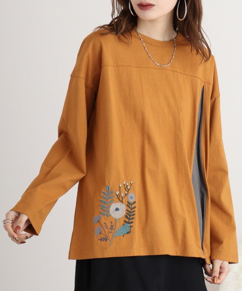 tシャツ EMAGO レイヤード風刺繍プルオーバー レディース