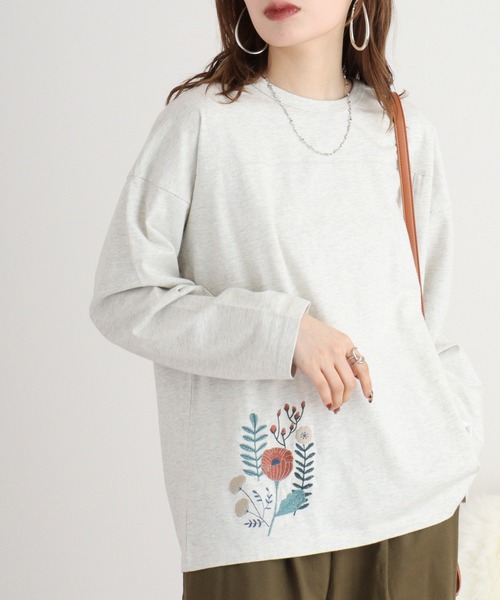 tシャツ EMAGO レイヤード風刺繍プルオーバー レディース Emago tシャツ EMAGO レイヤード風刺繍プルオーバー レディース