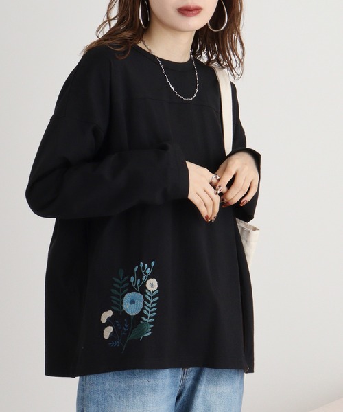 tシャツ EMAGO レイヤード風刺繍プルオーバー レディース Emago tシャツ EMAGO レイヤード風刺繍プルオーバー レディース