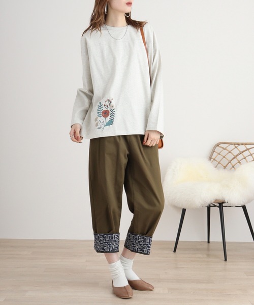 tシャツ EMAGO レイヤード風刺繍プルオーバー レディース Emago tシャツ EMAGO レイヤード風刺繍プルオーバー レディース