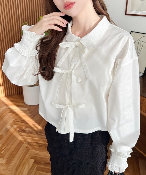 エムズグレイシー♡フロントリボン ♡袖リボン♡ビジュー♡ブラウス  ルネ トッカ M'S GRACY（シャツ/ブラウス(長袖/七分)）のフリマアイテム一覧