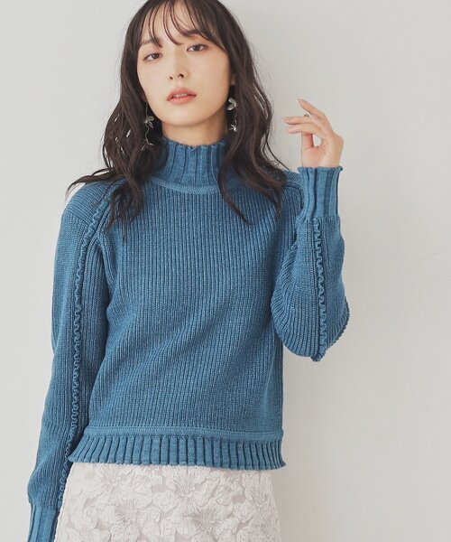 ニット セーター 「フリル／バルキー」ハイネックニット レディース