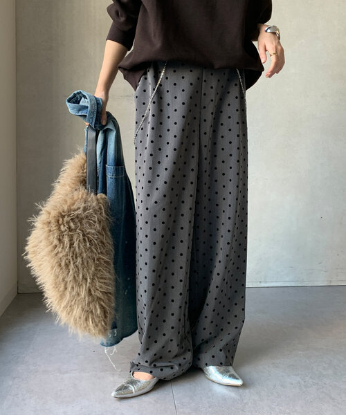 DOUDOU/フロッキードットパンツドレス DouDou（ドゥドゥ） パンツ フロッキードットパンツ レディース