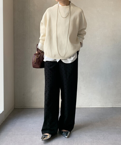 DouDou パンツ フロッキードットパンツ レディース : ZOZOTOWN