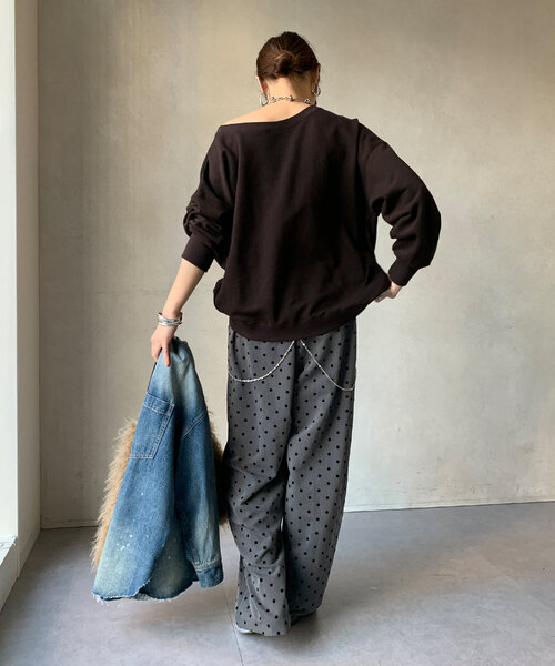 DouDou パンツ フロッキードットパンツ レディース : ZOZOTOWN