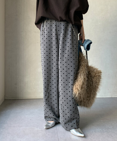 DouDou パンツ フロッキードットパンツ レディース : ZOZOTOWN