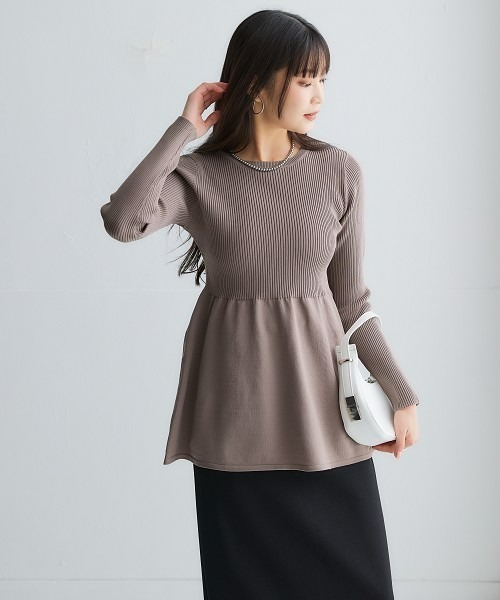 ねこ 超美品❗️sheller シェリエ ペプラム ニット トップス 七分袖