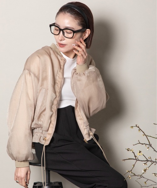 andrea&co. シアーシャイニーブルゾン AUBREY】シアーシャイニーブルゾン silver / black size: FREE
