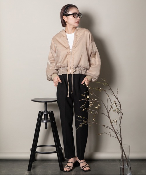 アンドレアアンドコー　 シアーシャイニーブルゾン AUBREY】シアーシャイニーブルゾン silver / black size: FREE