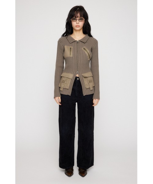 LAGUA GEM COTTON POCKET ニット カーキ LAGUA GEM ニット セーター COTTON POCKET レディース