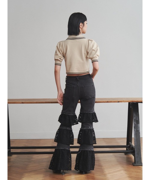 【jouetie】レースフリルフレアデニム【美品】 jouetie ジーンズ デニム デニムパンツ レースフリルフレア