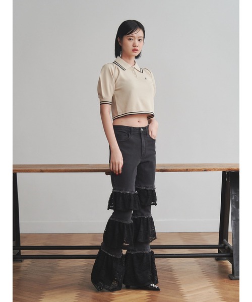 jouetie レースフリル フレアパンツ jouetie ジーンズ デニム デニムパンツ レースフリルフレア