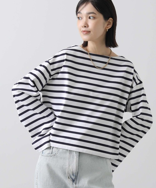 tシャツ ボーダーワイドカットソー レディース