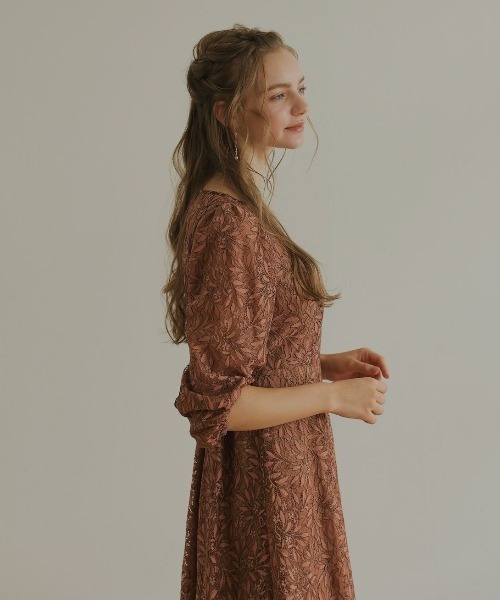 purin 新品　Dorry Doll ギャザースリーブフラワードレス ギャザースリーブフラワードレスのドレス|Dorry Doll / LE'RURE