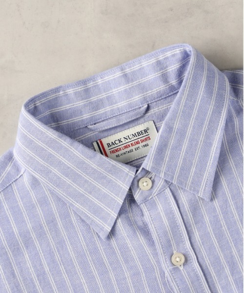 BACK NUMBER シャツ 「BACK NUMBER」綿麻ストライプシャツ メンズ