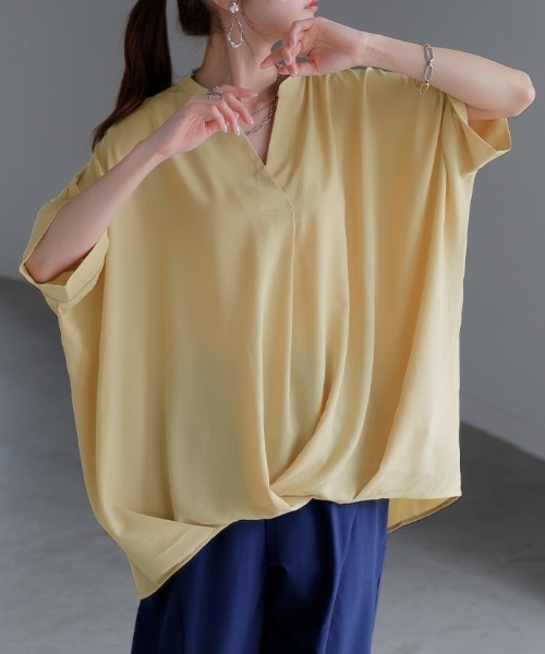 HUG.U（ハグユー） ブラウス シャツ 半袖 とろける オリガミブラウス