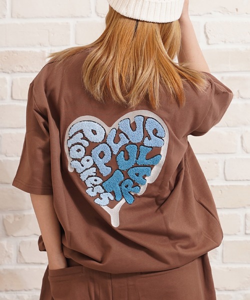 tシャツ ハート サガラ刺繍 スウェットTシャツ「セットアップ可能