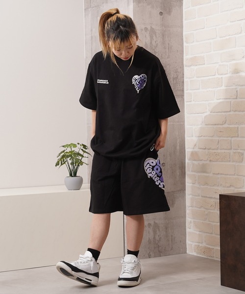 tシャツ ハート サガラ刺繍 スウェットTシャツ「セットアップ可能