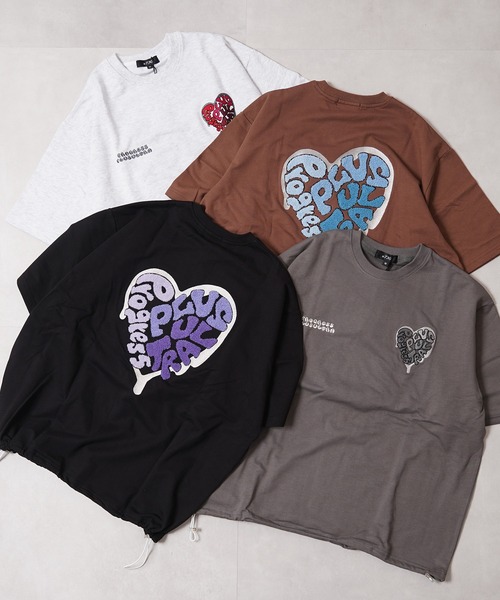 tシャツ ハート サガラ刺繍 スウェットTシャツ「セットアップ