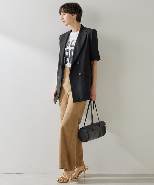 超美品☆【Whim Gazette】リネンストレッチハーフスリーブジャケット Whim Gazette(ウィム ガゼット)のリネンストレッチハーフ