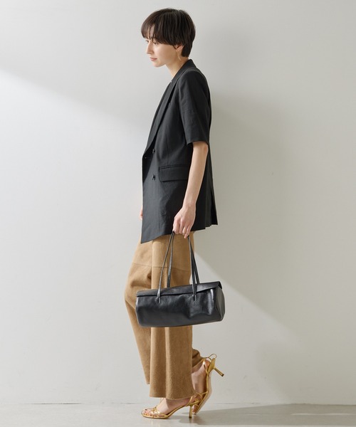 超美品☆【Whim Gazette】リネンストレッチハーフスリーブジャケット リネンストレッチハーフスリーブジャケット | Whim Gazette