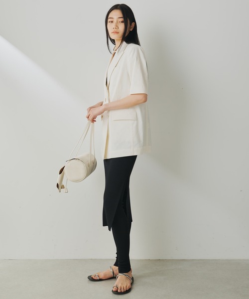 超美品☆【Whim Gazette】リネンストレッチハーフスリーブジャケット リネンストレッチハーフスリーブジャケット | Whim Gazette