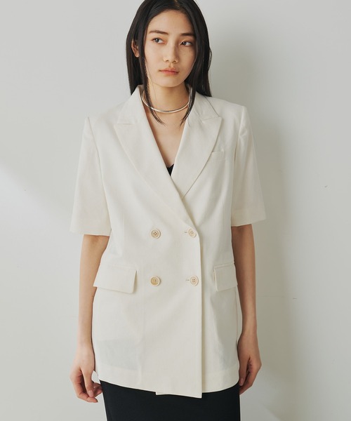 美品　Whim Gazette ウィムガゼットテーラードジャケット　リネン Whim Gazette ジャケット テーラードジャケット リネン