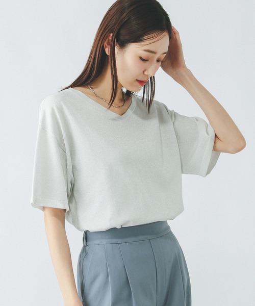 【美品】 GLOBAL WORK ニット セーター スッキレイさらさらVネックプル