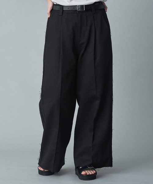 RUUBON チノパン 「RUUBON」cutoff fringe chino slacks
