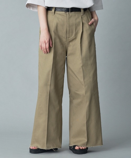 人気定番 UNIONSLACKS106 ストレートライン 5ポケット チノパンツ RUUBON チノパン 「RUUBON」cutoff fringe chino slacks