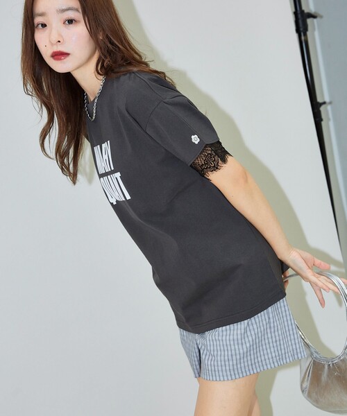 PUBLUX tシャツ MARY QUANT × PUBLUX/マリークワント 袖レース