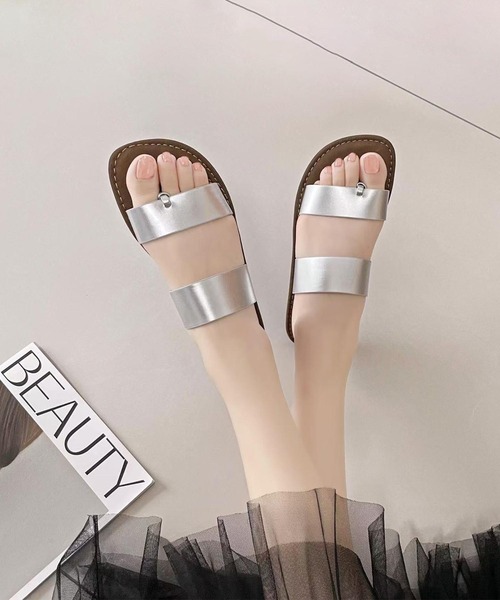 shoes365 サンダル ダブルストラップトングサンダル レディース
