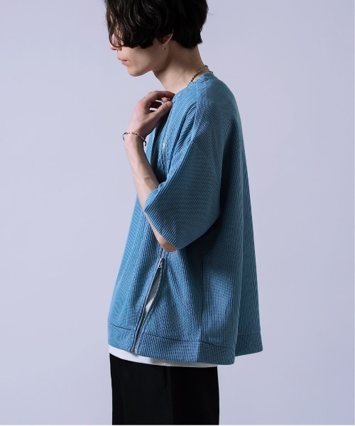 tシャツ フロントジッパー サマーニット 半袖Tシャツ メンズ
