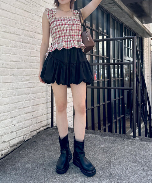 シャーリングチェックブラウス(ブラウス・シャツ)｜TOPS