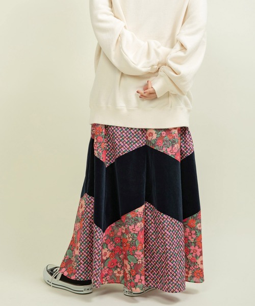 ドットアンドストライプスチャイルドウーマンリバティパッチワークフレアスカート Dot＆Stripes CHILD WOMAN スカート リバティ/LIBERTY パッチ