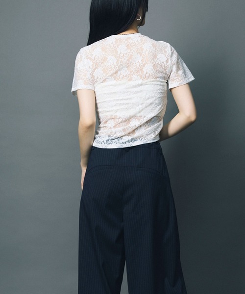 トップス Lace Shirring Tops セール】【led.tokyo】LACE SHIRRING TOPS/レースシャーリング