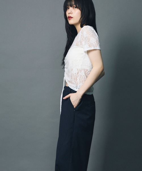 トップス Lace Shirring Tops led.tokyo tシャツ 「led.tokyo」LACE SHIRRING TOPS/レース