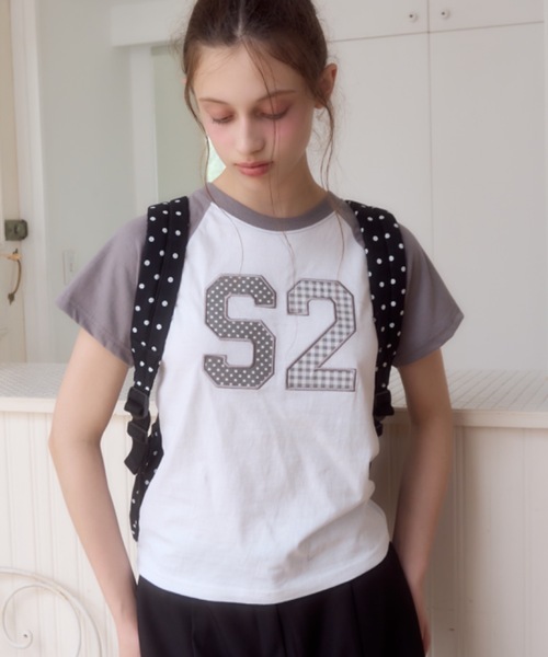 tシャツ ワッペンロゴラグランT/patch logo raglan t-shirt レディース