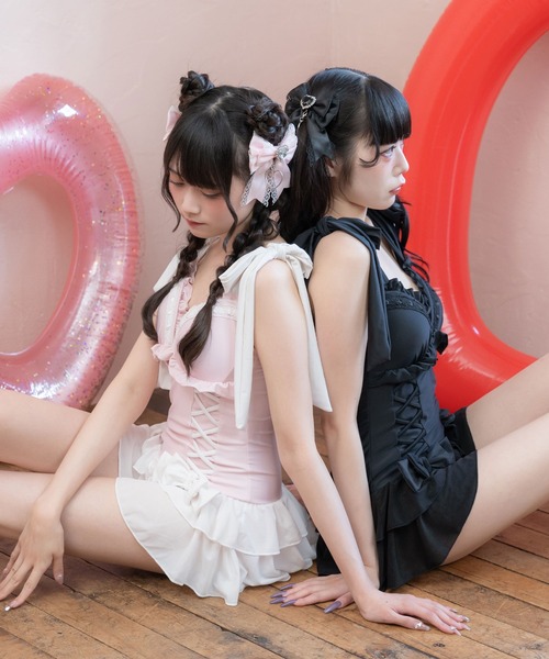 夢展望 DearMyLove レースアップランジェリー水着 ギンガムブラック 534276-14_1000x.jpg?v=1718351137