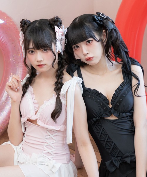 DearMyLove　レースアップランジェリー水着　パープル DearMyLove 水着 レースアップランジェリー水着 レディース : ZOZOTOWN