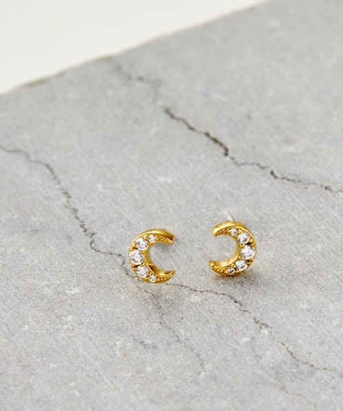 ピアス 「BAQLESS/バックレス」 ZIRCONIA HONESTY LUNA ゴールド ピアス 「BAQLESS/バックレス」 ZIRCONIA HONESTY LUNA ゴールド