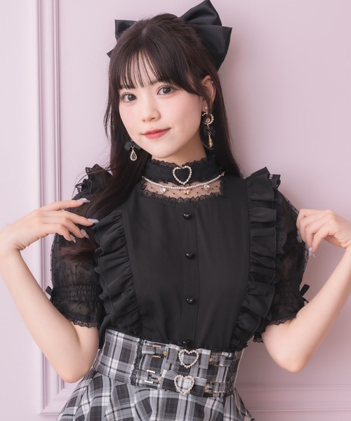 ブラウス シャツ ハートバックルシアードットブラウス レディース ROJITA ブラウス シャツ ハートバックルシアードットブラウス