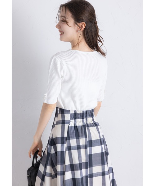 tocco closet スカート ウエストダーツチェック柄フレアスカート