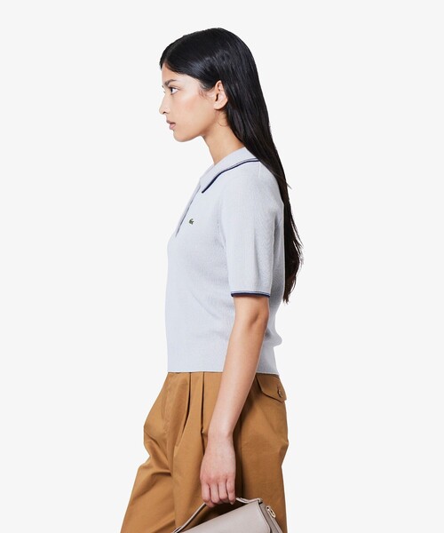 LACOSTE ポロシャツ ポロ 配色ライン コンパクトニット