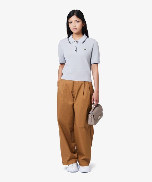 Lacoste ポロシャツとスカートセット M LACOSTE ポロシャツ ポロ 配色ライン コンパクトニット