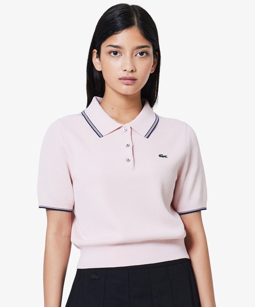 LACOSTE ポロシャツ ポロ 配色ライン コンパクトニット