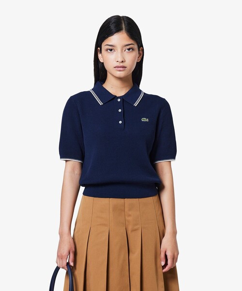 ラコステ♡ レディース ポロシャツ ブラック サイズL LACOSTE ポロシャツ ポロ / Vネック ポロシャツ（M〜L