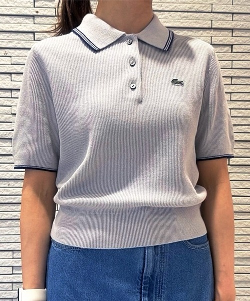 LACOSTE ポロシャツ ポロ 配色ライン コンパクトニット
