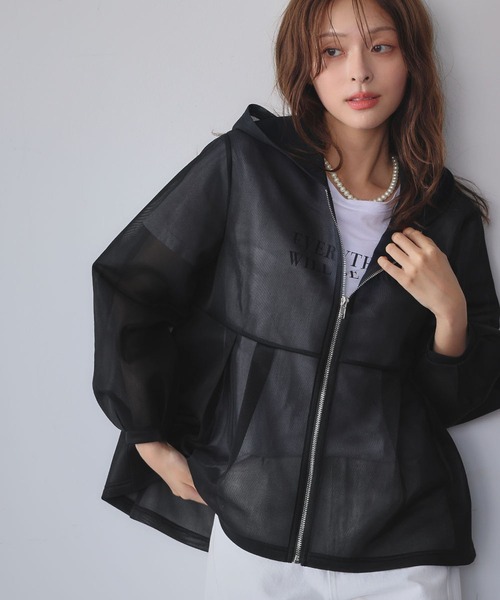 ELFRANK パーカー 「2025AW」シアー ダンボール ペプラム ジップアップ